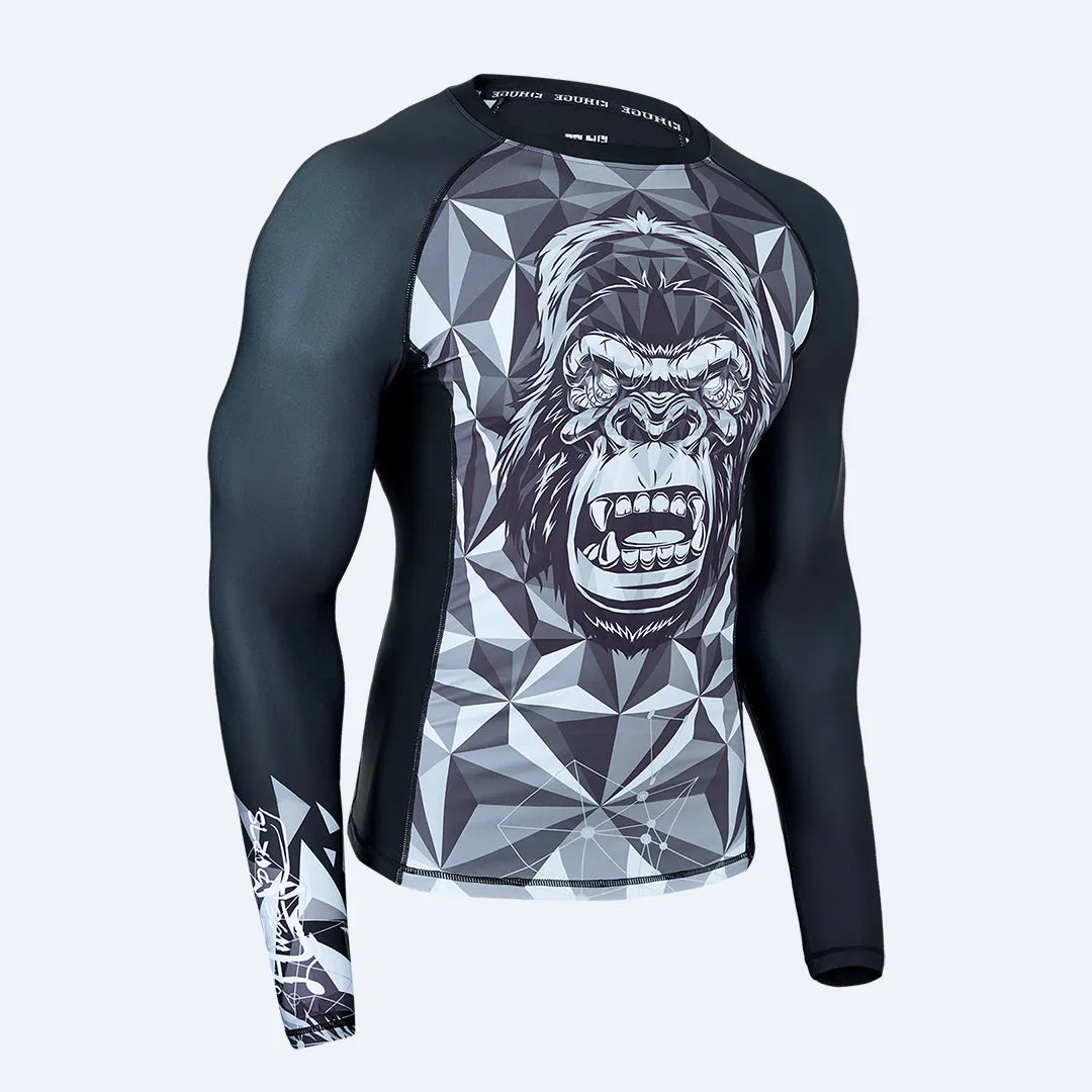 Graphic UPF50  Long Sleeve Rash Guards for Men - King Kong Style