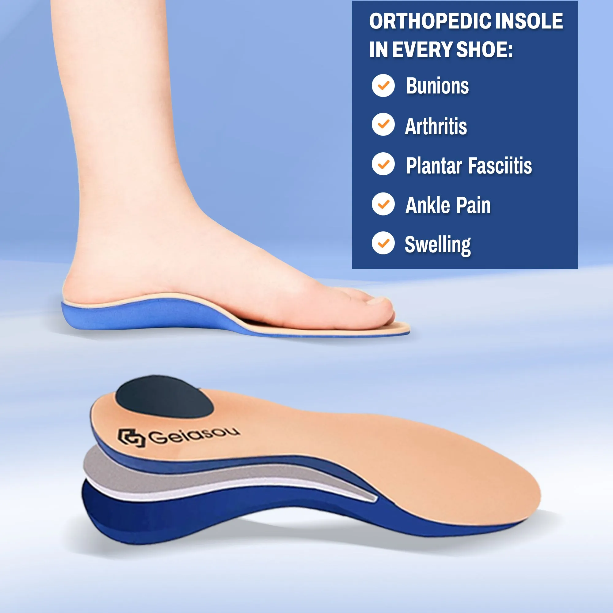 GroovyWish Orthopedic Shoes For Women Breathable Arch Support Trendy Non-slip Outsole