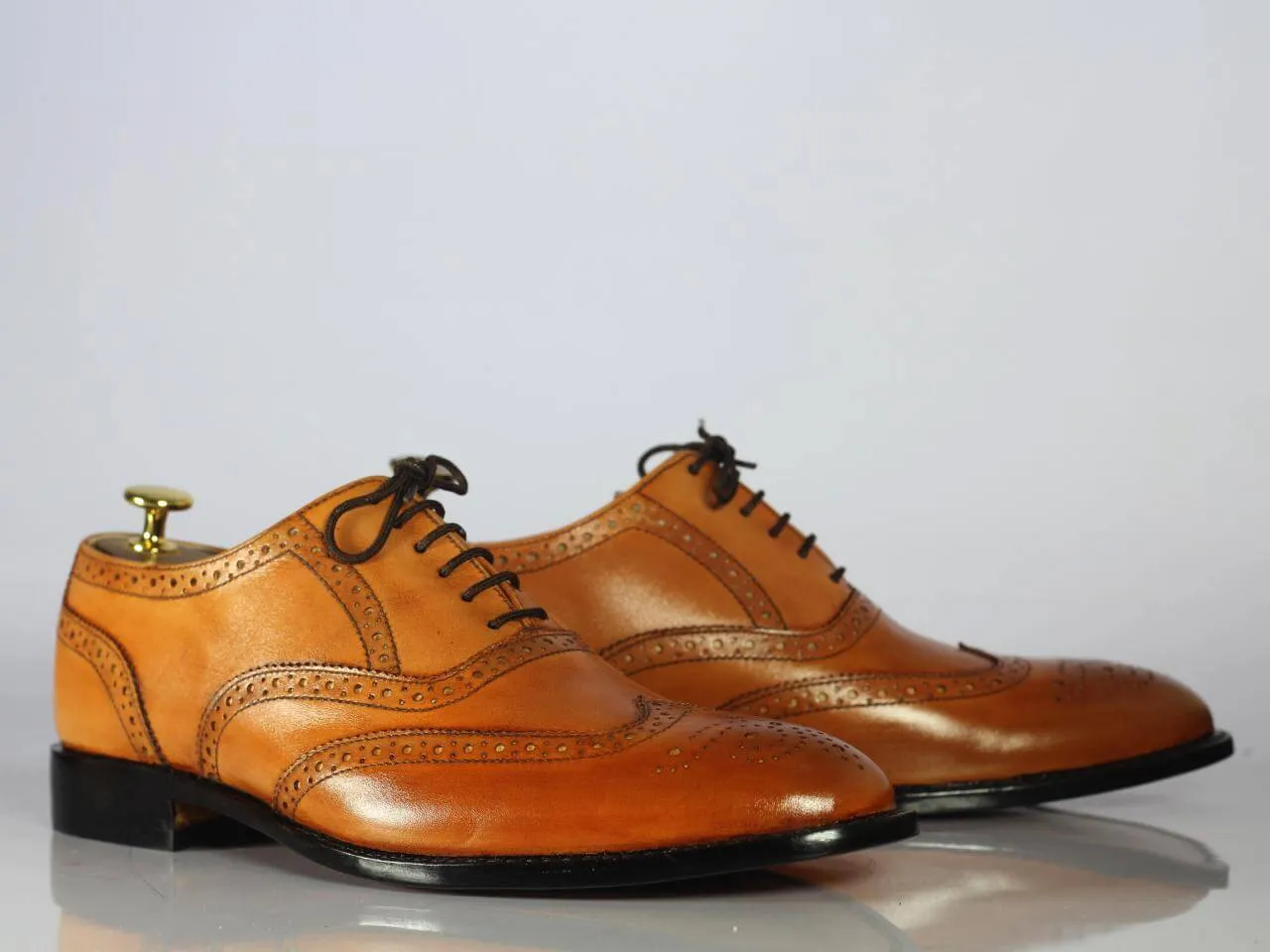 Handmade Men Brown Wing Tip Brogue Shoes, Men Leather Lace Up Dress Formal Shoes