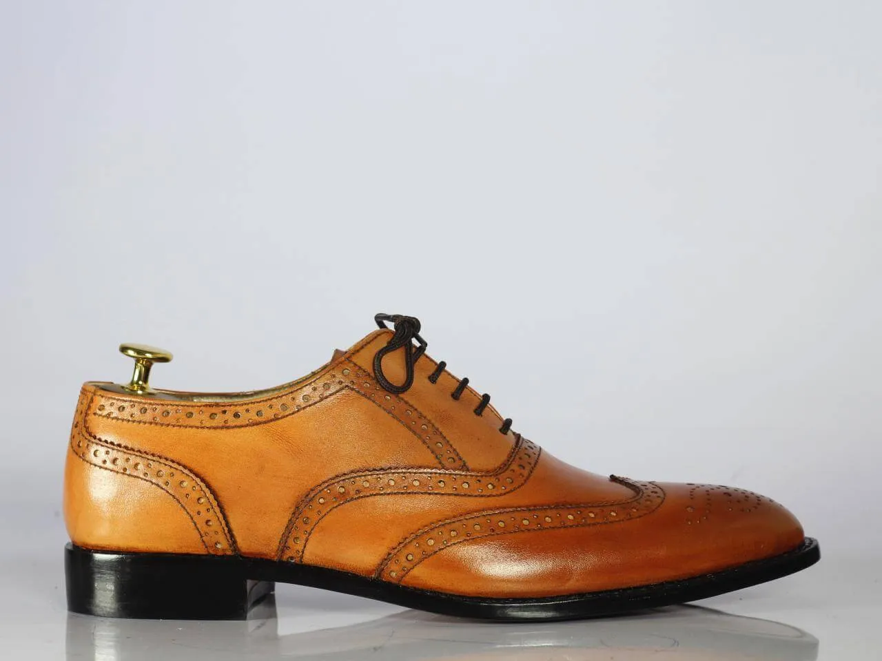 Handmade Men Brown Wing Tip Brogue Shoes, Men Leather Lace Up Dress Formal Shoes