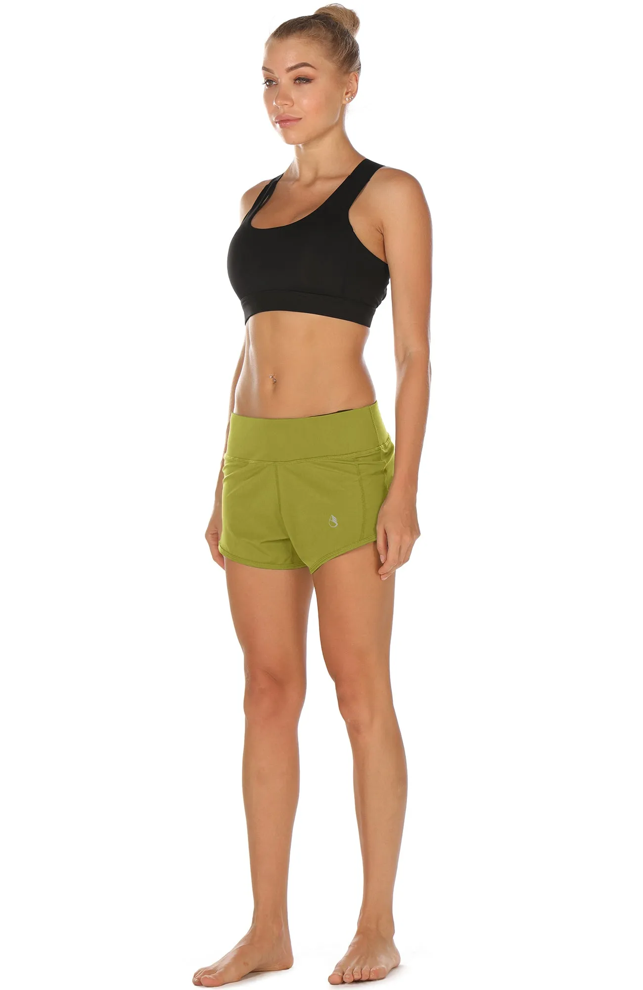 icyzone Athletic Shorts Built-in Brief - Women's Workout Gym Exercise Running Yoga Shorts