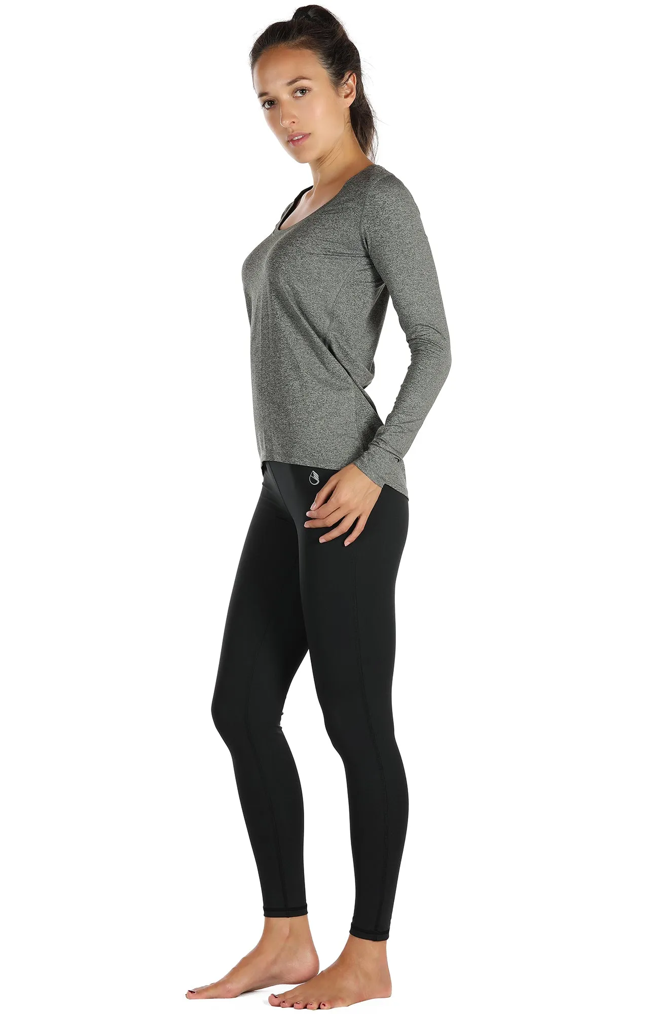 icyzone Long Sleeve Workout Shirts for Women-Women's Athletic Tops, Yoga Shirts, Thumb Hole Running Tops