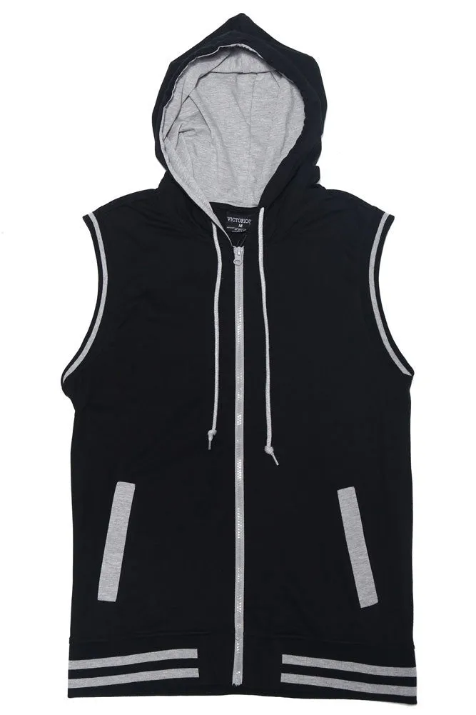 Lightweight Sleeveless Contrast Hoodie