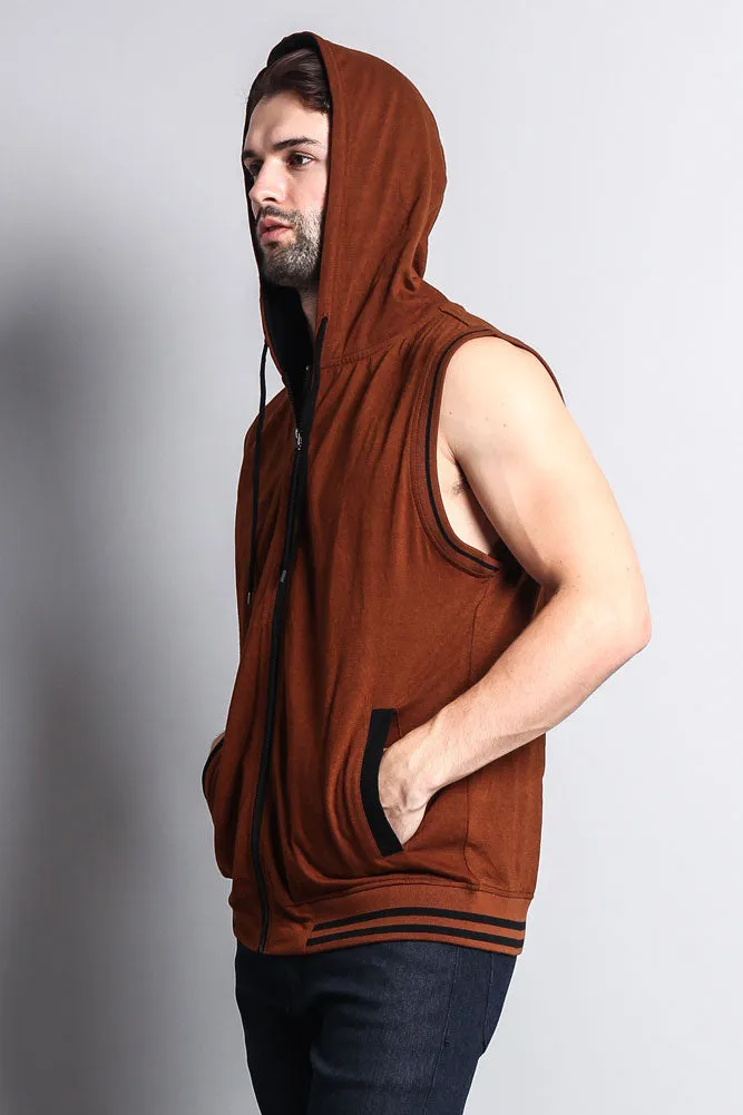 Lightweight Sleeveless Contrast Hoodie