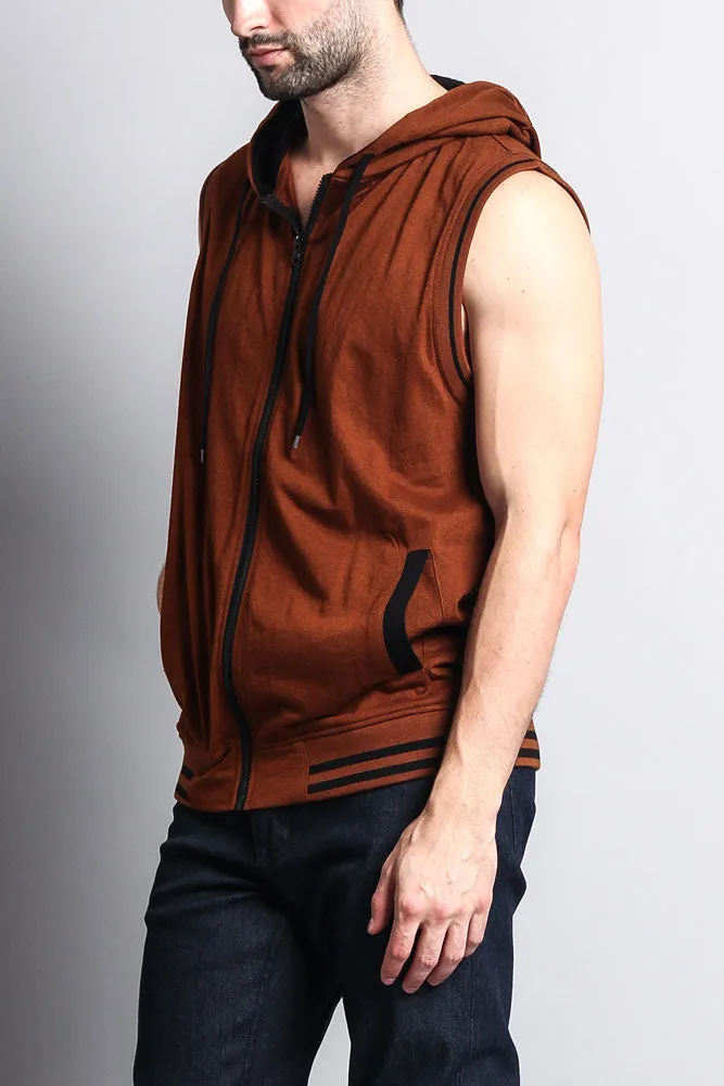 Lightweight Sleeveless Contrast Hoodie