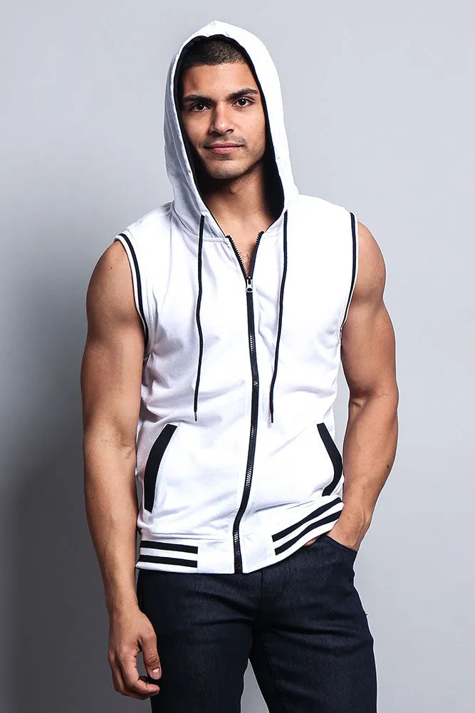 Lightweight Sleeveless Contrast Hoodie