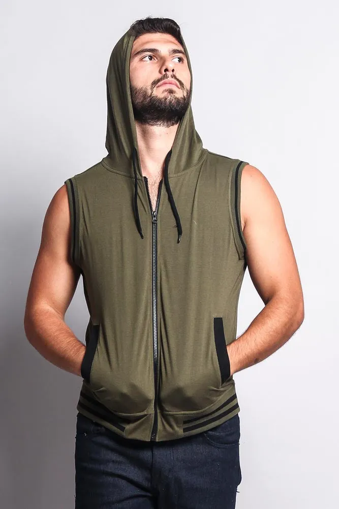 Lightweight Sleeveless Contrast Hoodie