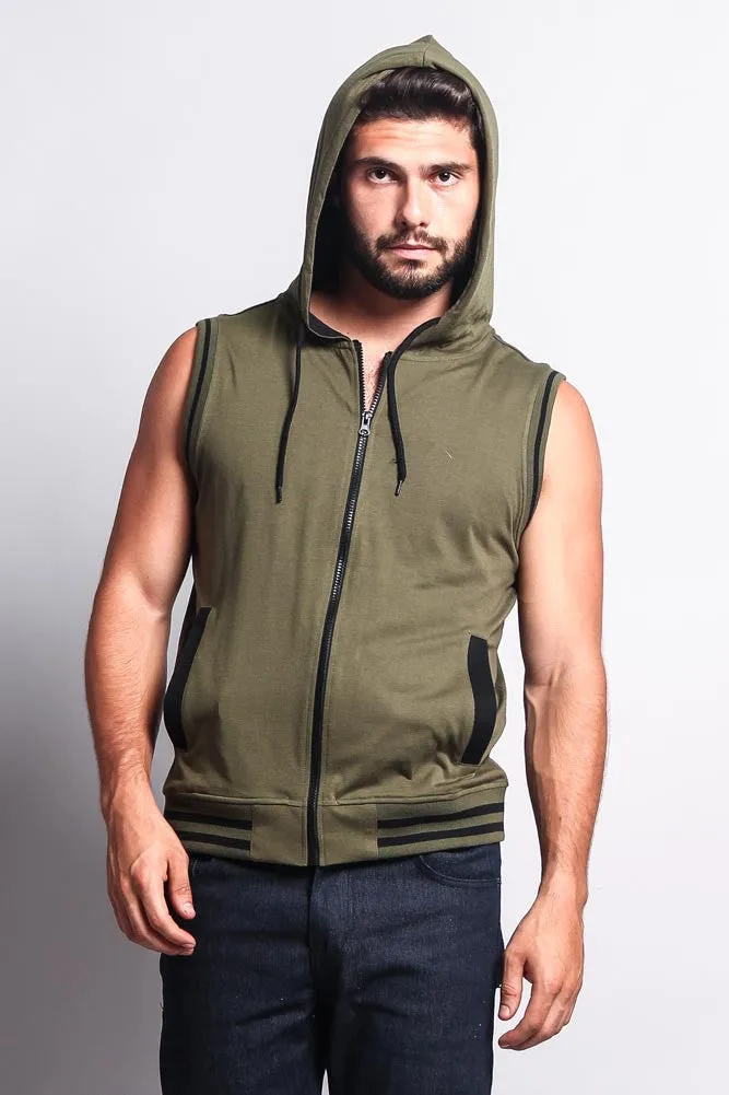 Lightweight Sleeveless Contrast Hoodie