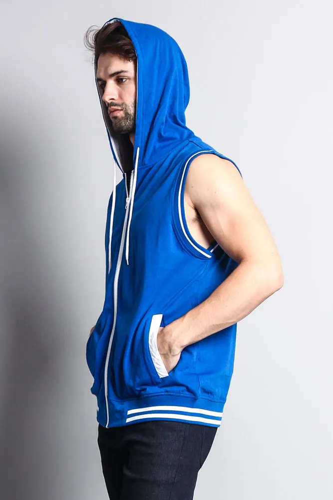 Lightweight Sleeveless Contrast Hoodie