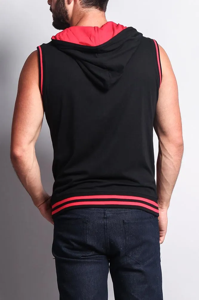 Lightweight Sleeveless Contrast Hoodie