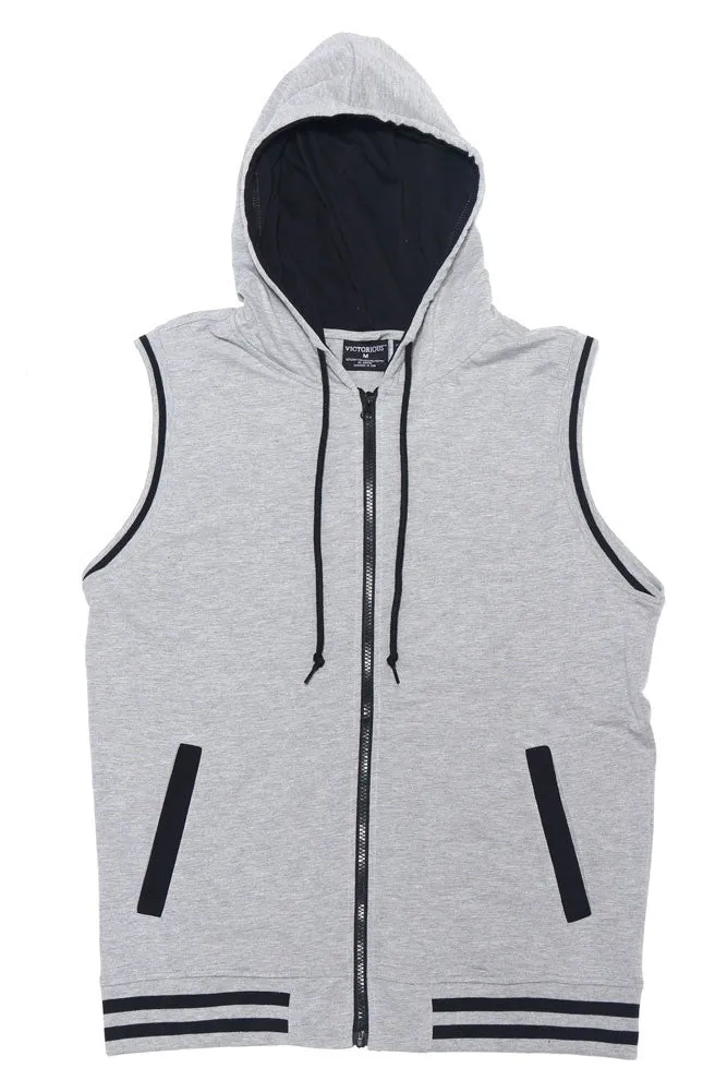 Lightweight Sleeveless Contrast Hoodie