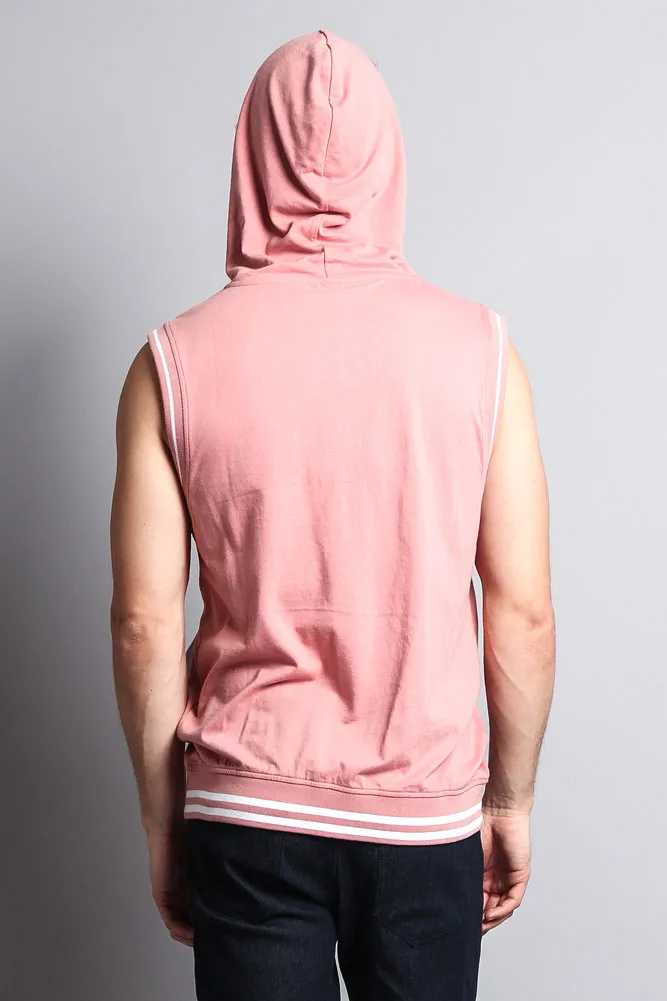 Lightweight Sleeveless Contrast Hoodie