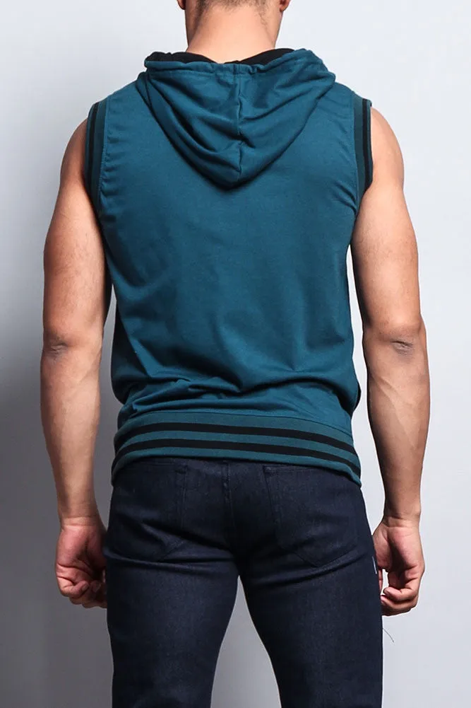 Lightweight Sleeveless Contrast Hoodie