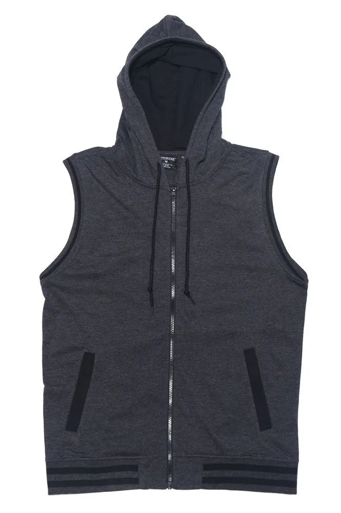 Lightweight Sleeveless Contrast Hoodie