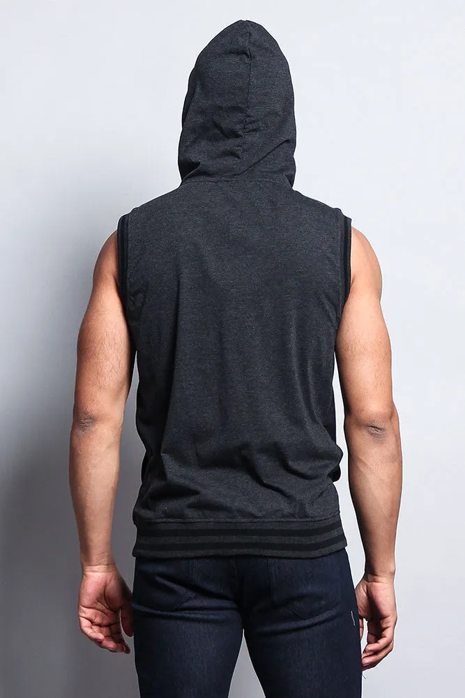 Lightweight Sleeveless Contrast Hoodie