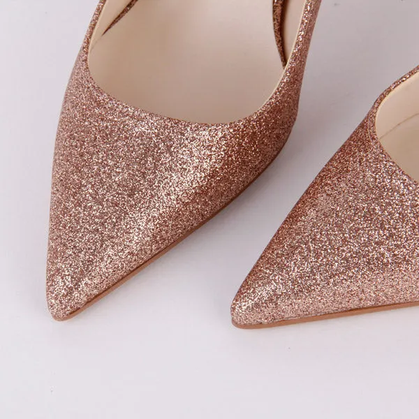 *LONDON HEEL - peach glitter, 8cm size UK 3