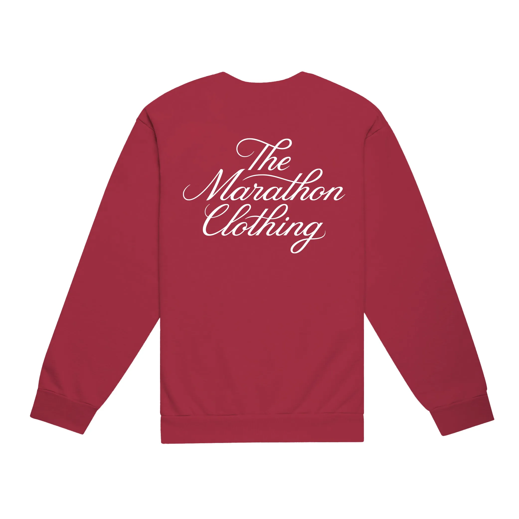 Marathon 3D Embroidered Stacked Script Crewneck - Crimson/White