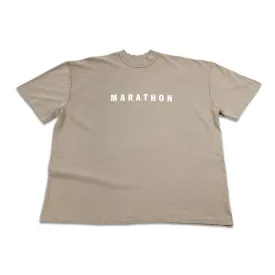 Marathon Hero T-Shirt (Ultra Oversized) - Mocha/White