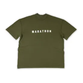 Marathon Hero T-Shirt (Ultra Oversized) - Olive/White