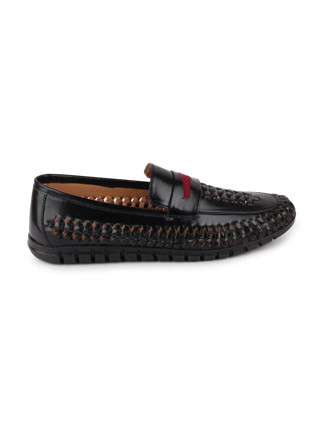 Men Black Casual Slip-On Knitted Shoes