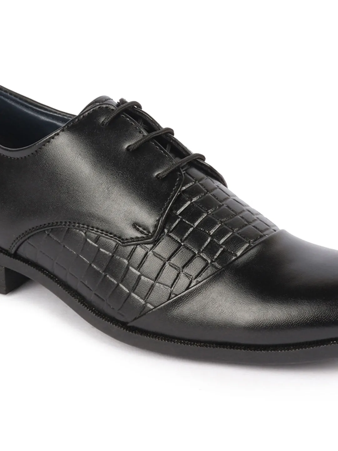 Men Black Party Formal Office Comfort Embossed Design Lace Up Shoes