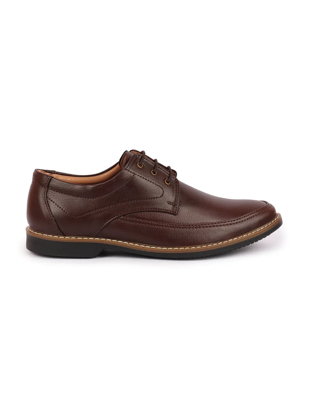 Men Brown Formal Lace-Up Derby Uniform Dress Shoes