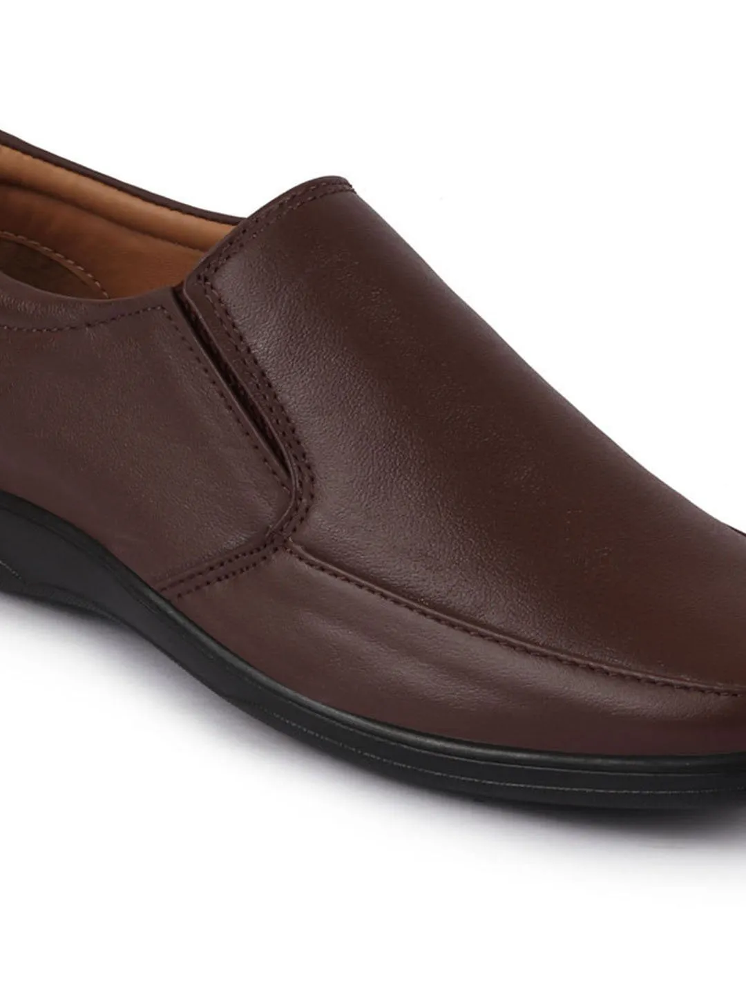 Men Brown Formal Leather Slip On Shoes