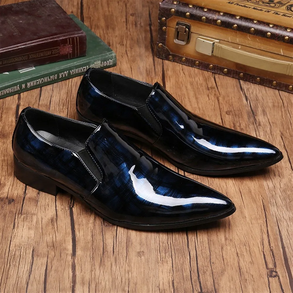 Men Patent Slip On Oxford Shoes