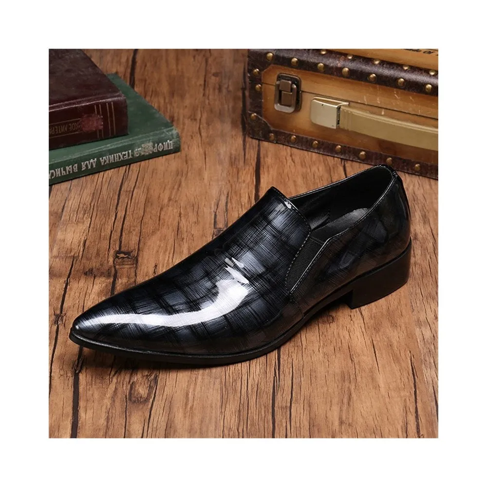 Men Patent Slip On Oxford Shoes