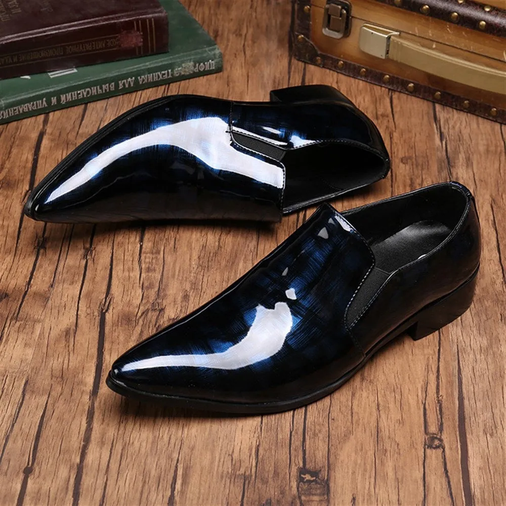 Men Patent Slip On Oxford Shoes