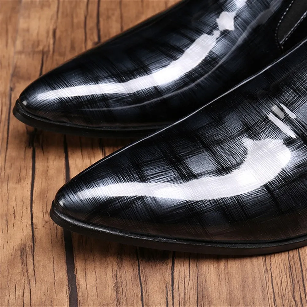 Men Patent Slip On Oxford Shoes