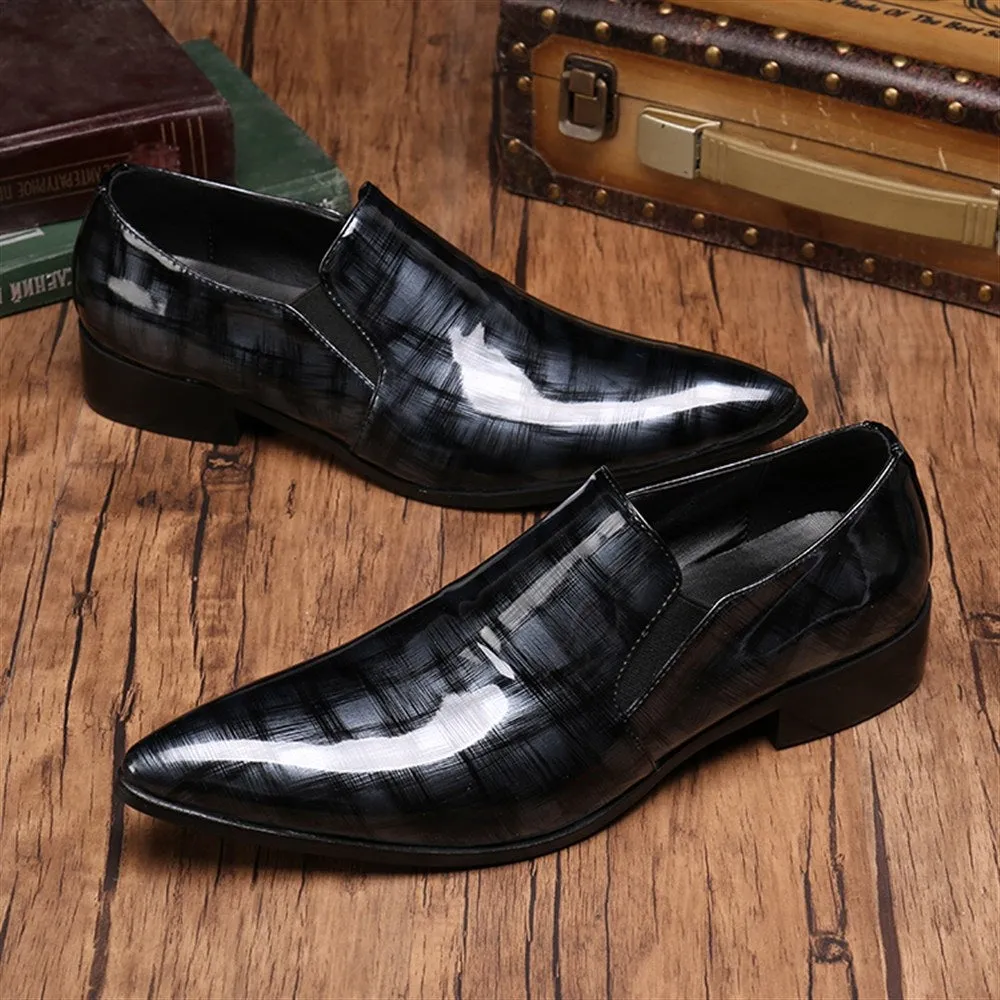 Men Patent Slip On Oxford Shoes