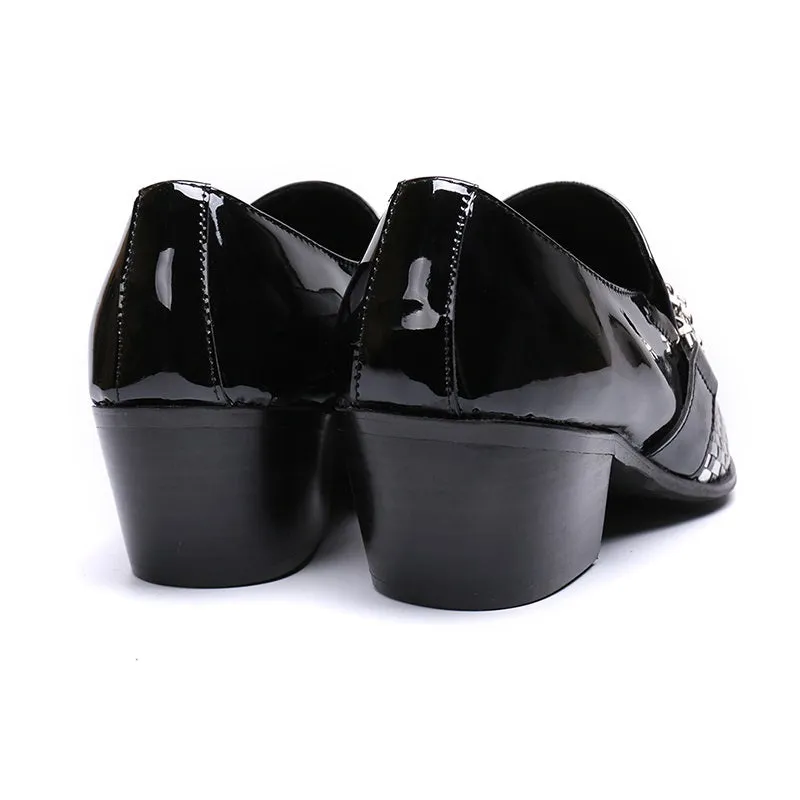 Men Slip On High Heel Belt Oxford Shoes