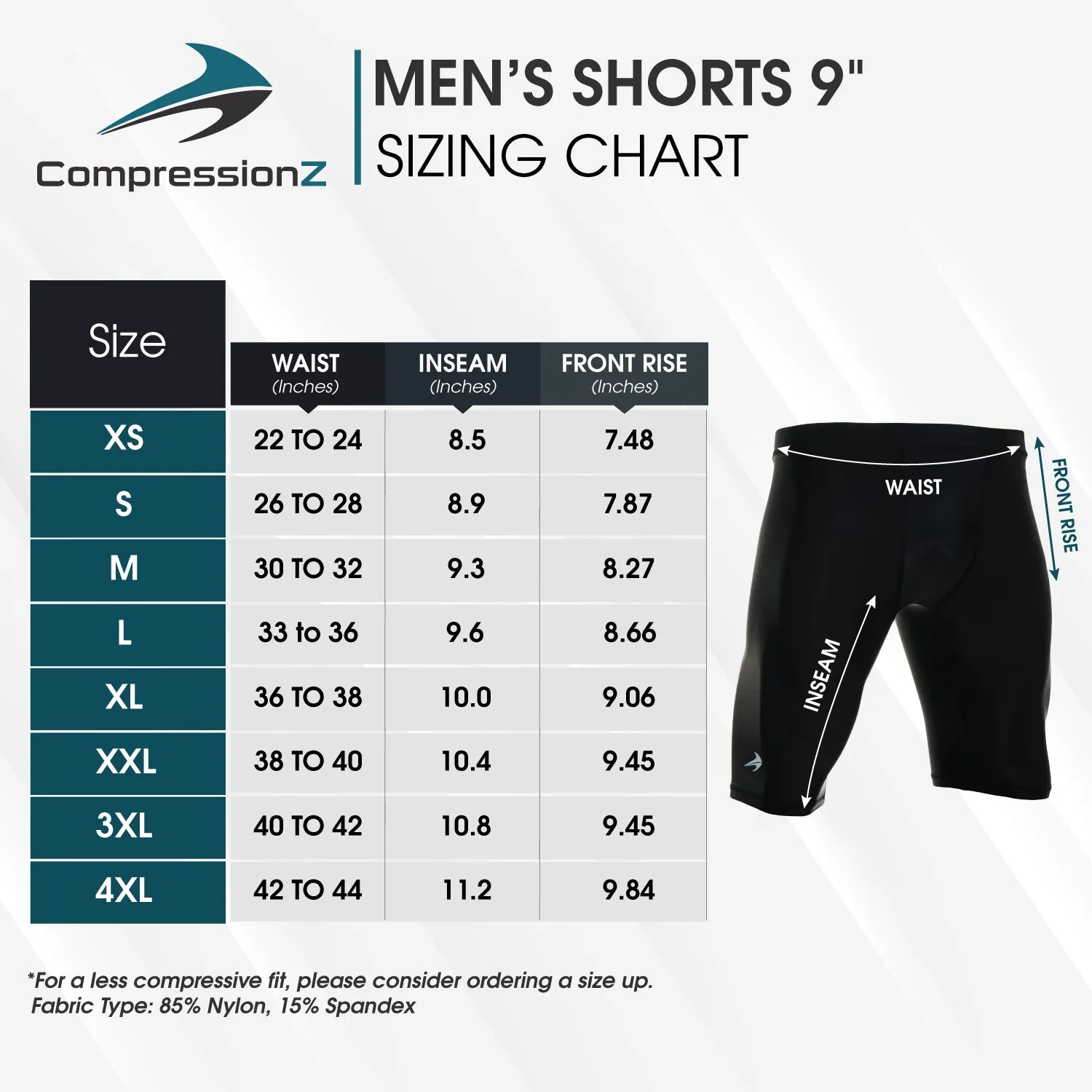 Men's 9" Compression Shorts - Gray