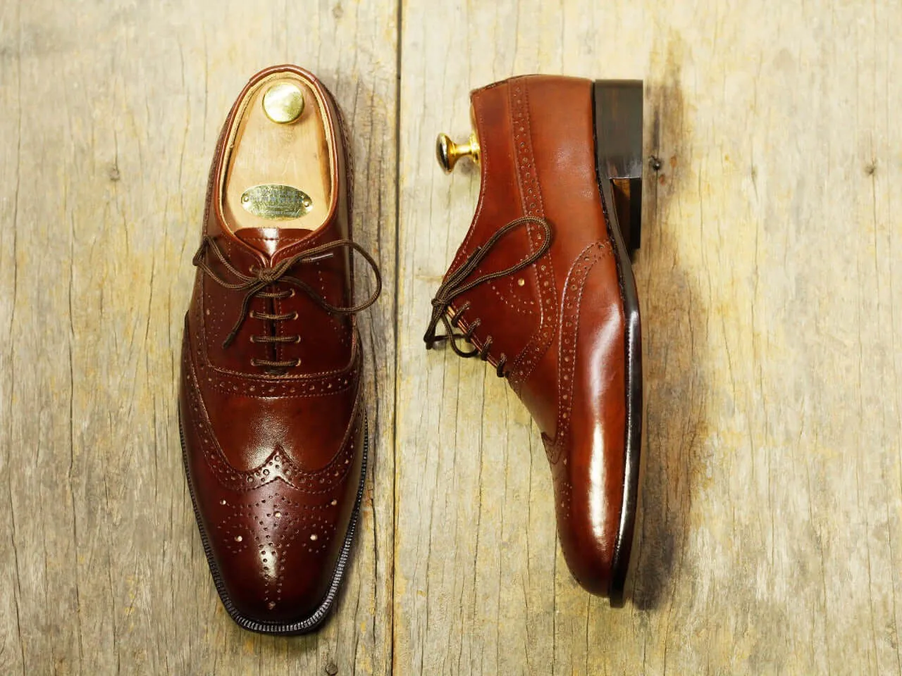 Men's Handmade Brown Wing Tip Brogue Leather Lace Up Shoes, Men Designer Dress Formal  Shoes