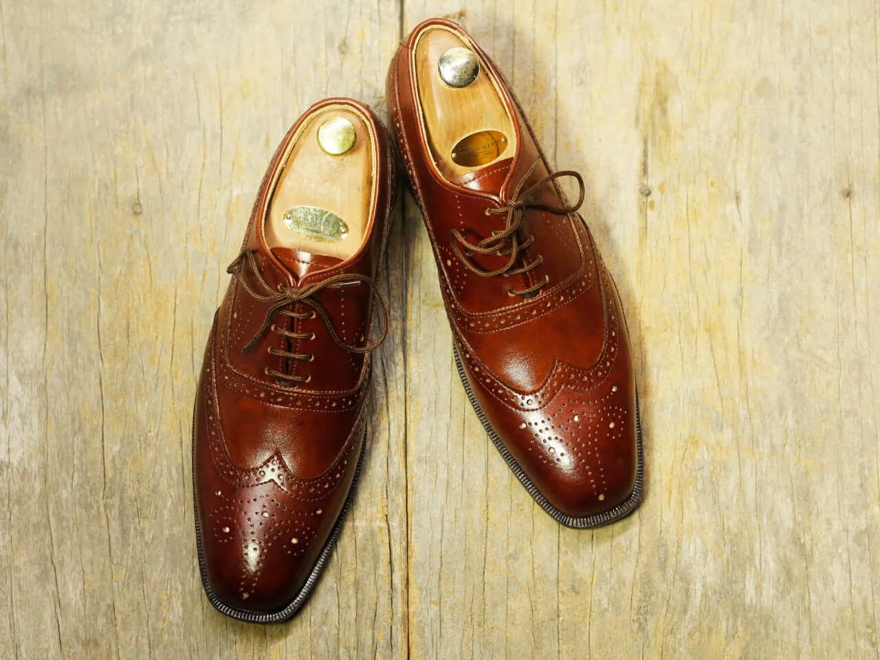 Men's Handmade Brown Wing Tip Brogue Leather Lace Up Shoes, Men Designer Dress Formal  Shoes