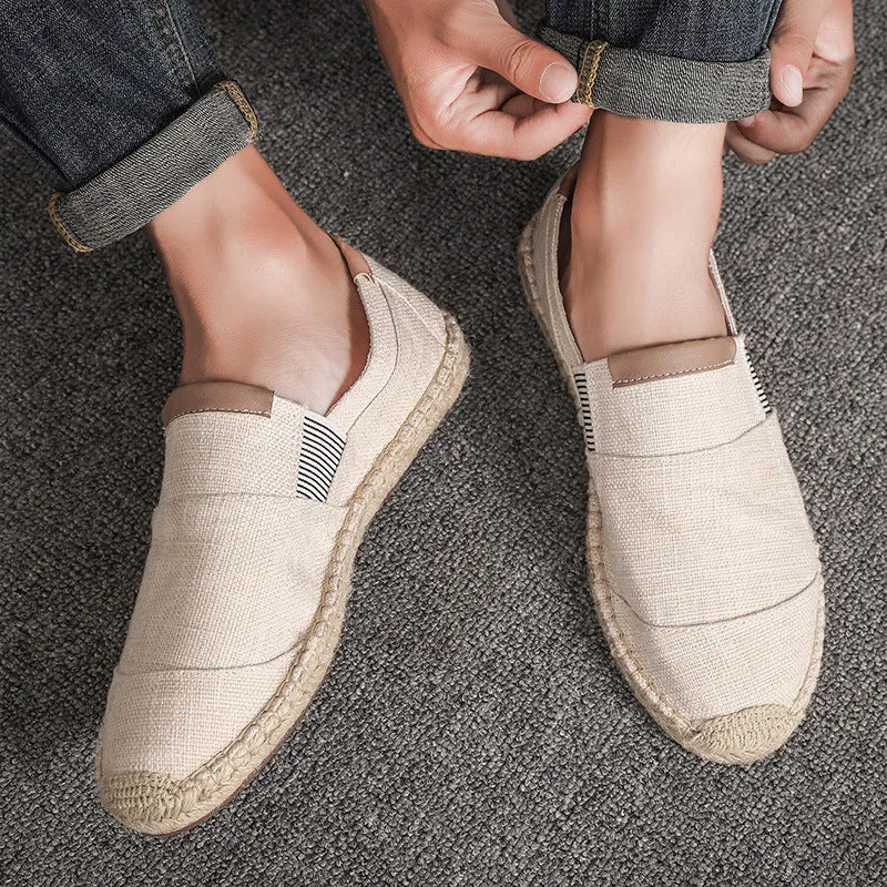 Men's Handmade Straw Canvas Shoes