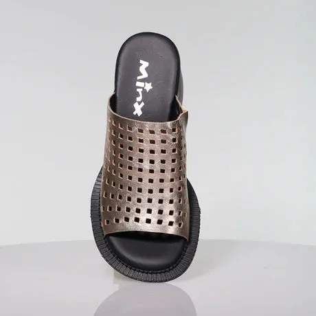 Minx Connect Bronze Metallic Square Perforated Leather