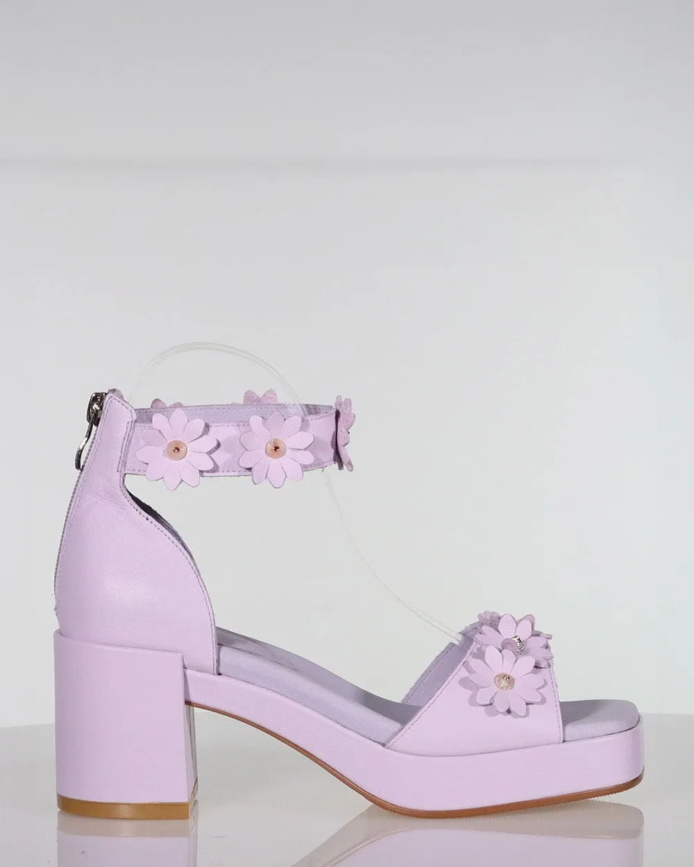 Minx Gala Floral Lilac Leather Summer Heel