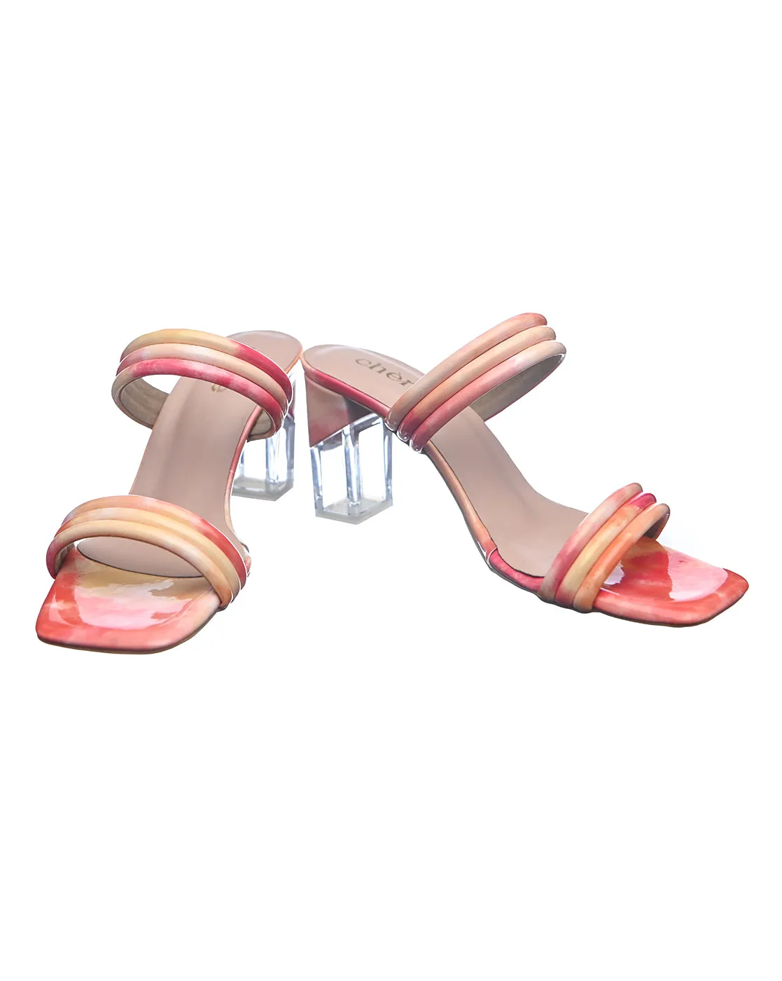 Multicolor Tie Dye Fashionable Block Heels for Women