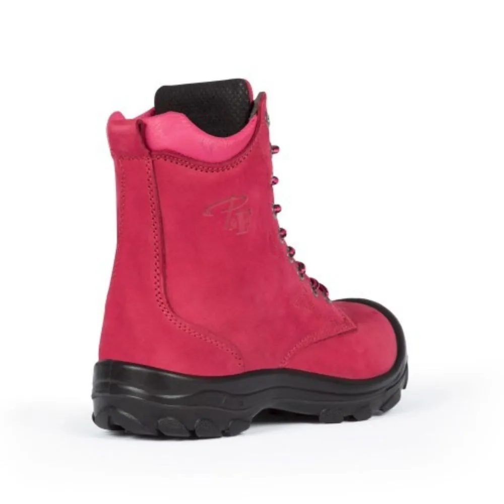 P&F S558 Women's 8" Steel Toe Work Boot With Side Zip - RED