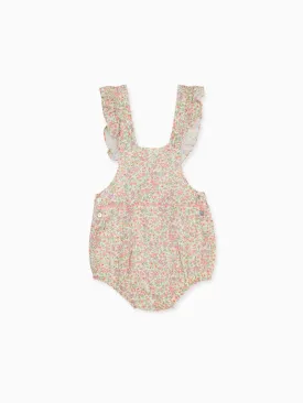 Pink Floral Rontina Baby Girl Romper Dungarees