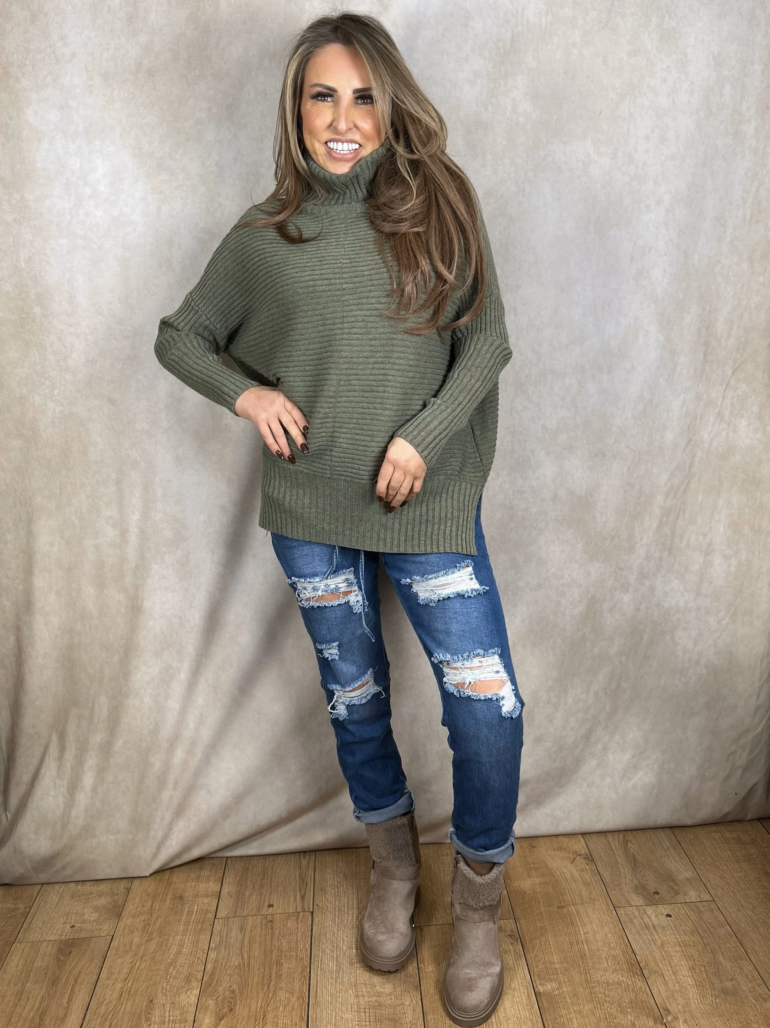 Rachel Ribbed Roll Neck Jumper