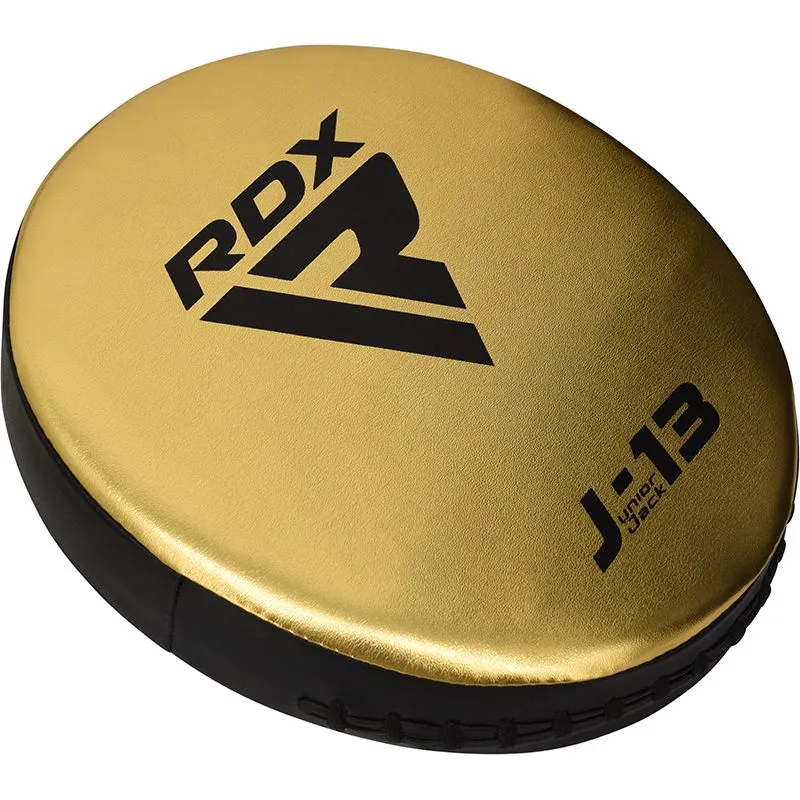 RDX J13 KIDS 8oz Golden Boxing Gloves & Pads Set