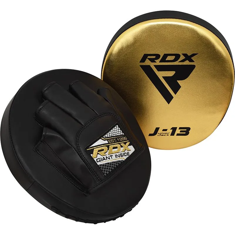 RDX J13 KIDS 8oz Golden Boxing Gloves & Pads Set