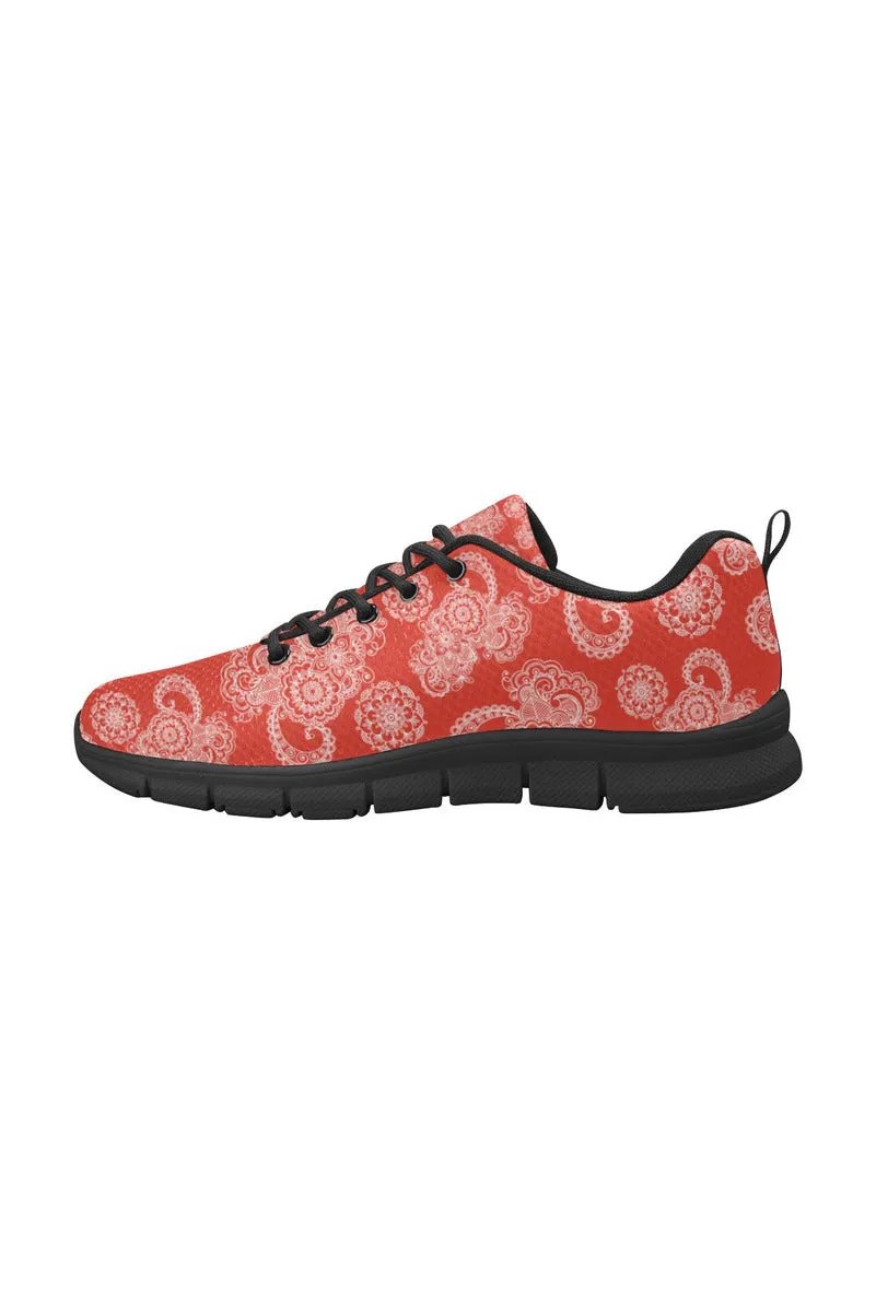 Red Paisley Women's Breathable Running Shoes (Model 055)