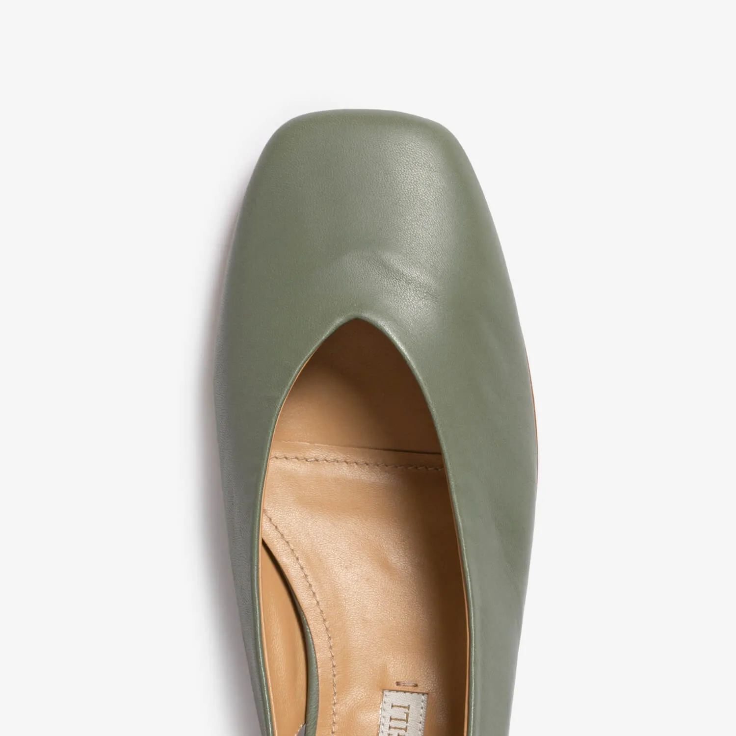 Sage green women's tassel leather sling back ballet flat