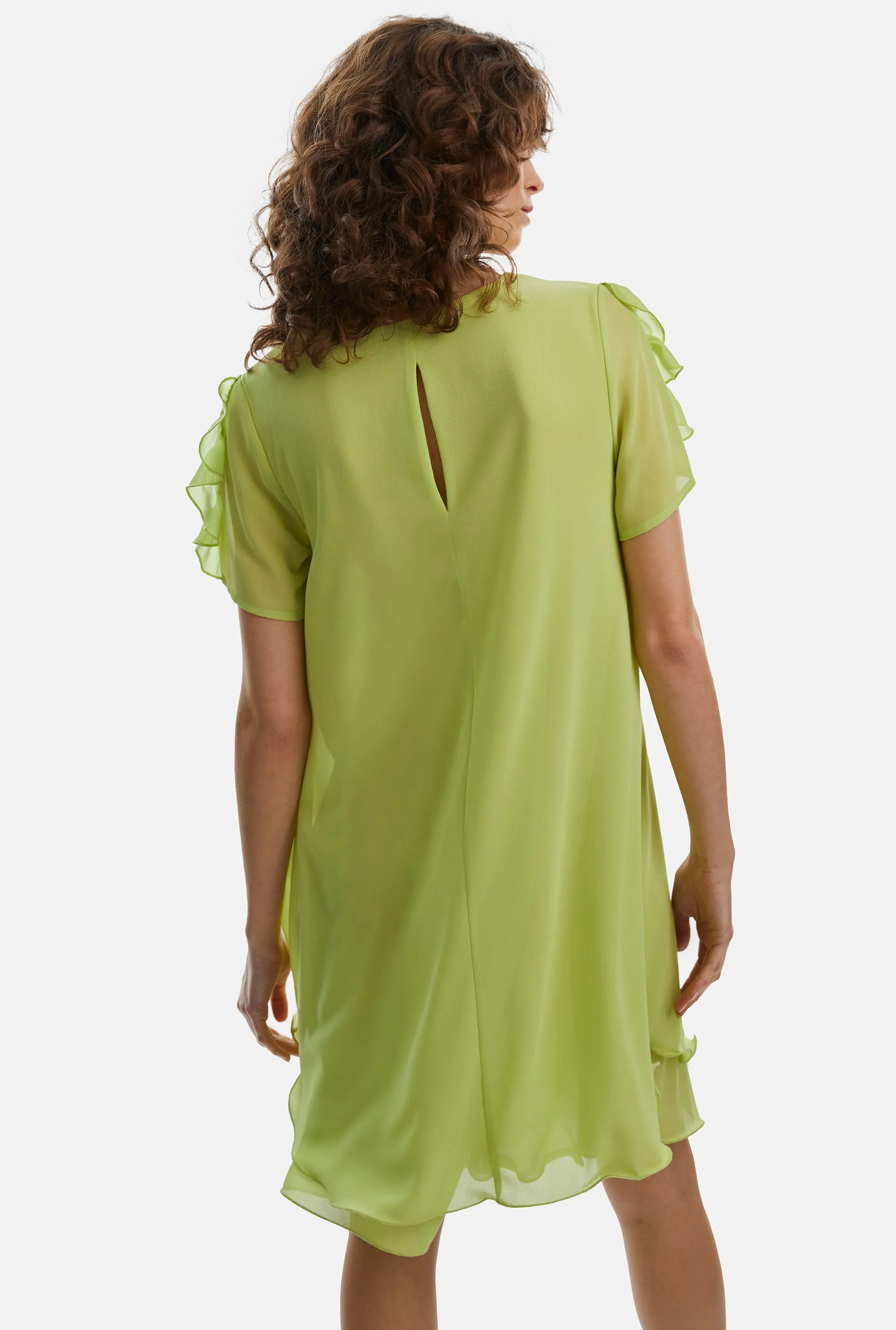 Short Sleeve Wave Hem Dress Lime