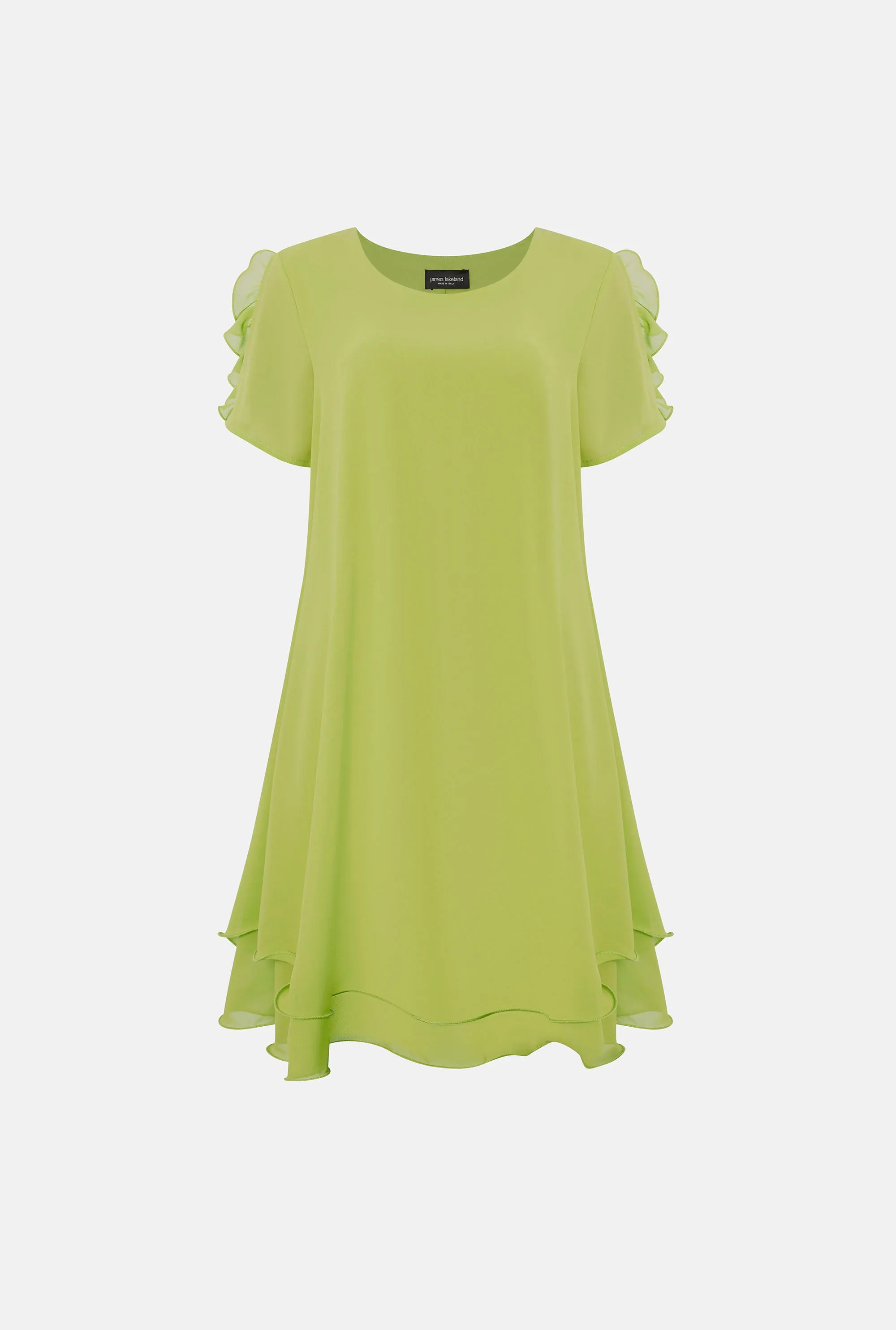 Short Sleeve Wave Hem Dress Lime