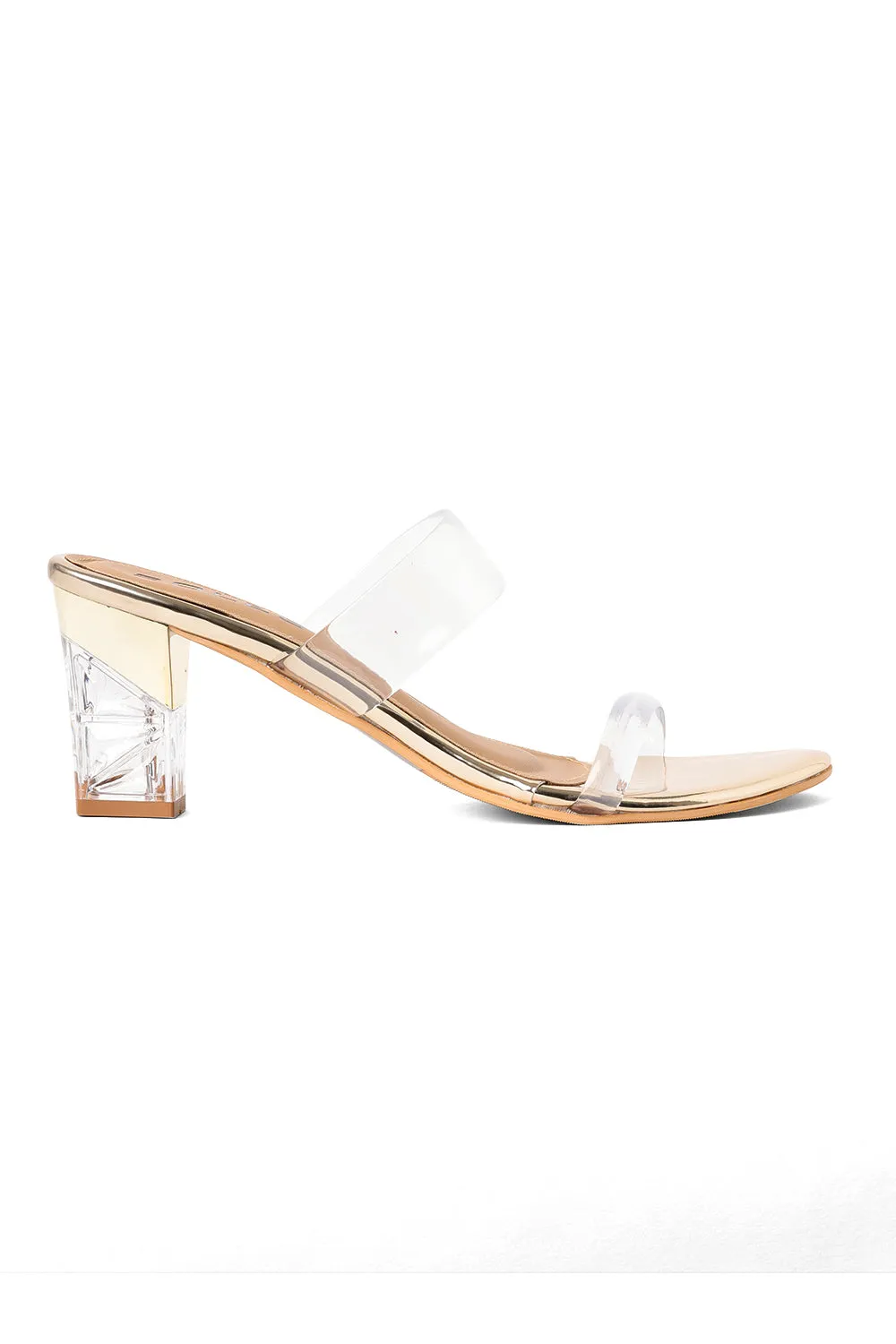 SOLES Transparent Double Strap Crystal Heels